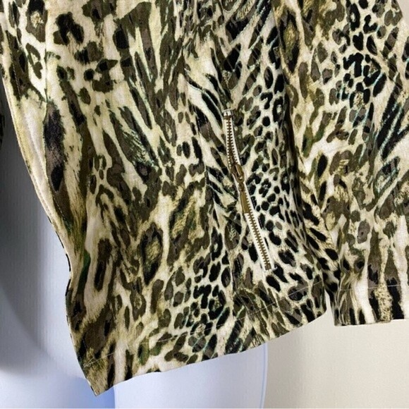 CHICO’S Linen Animal Moto Jacket Size 0 Size Small 4 Business Casual Lightweight - Picture 5 of 8